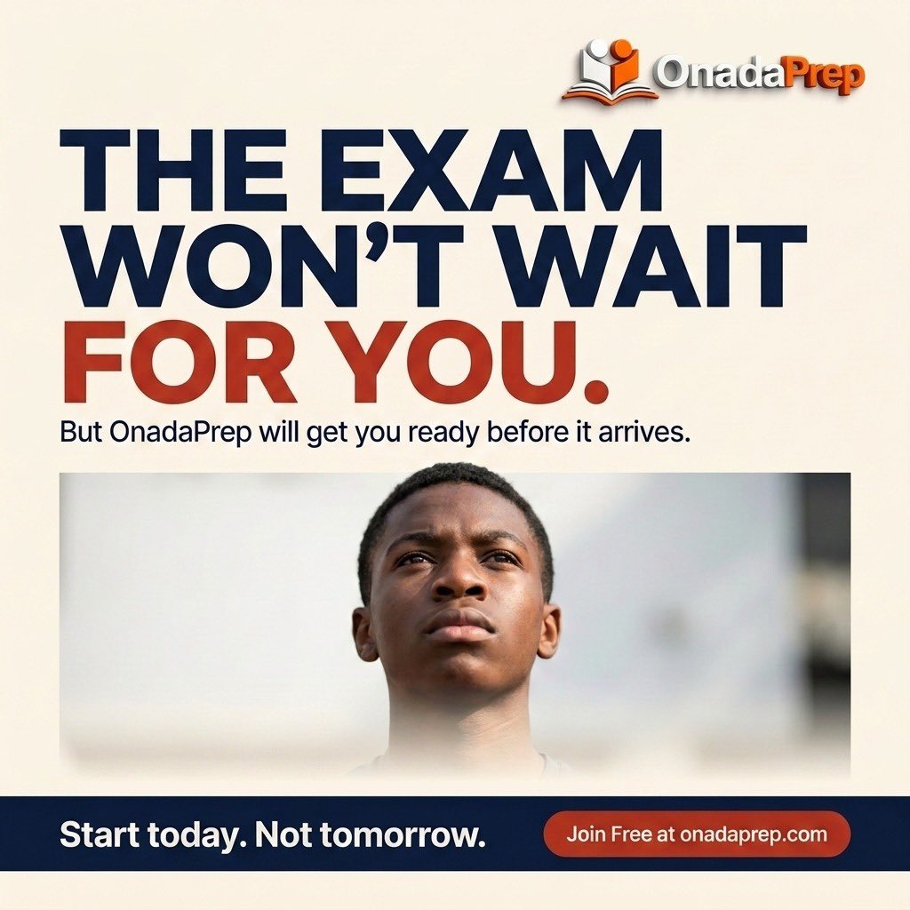 OnadaPrep's tweet photo. Time is moving. Are you?
Get exam-ready with OnadaPrep and walk into the exam hall with confidence.
π Link in bio
https://t.co/lRt10OiBTD
#OnadaPrep #ExamPrep #StudentMotivation #StudySmart https://t.co/glP1tZderJ