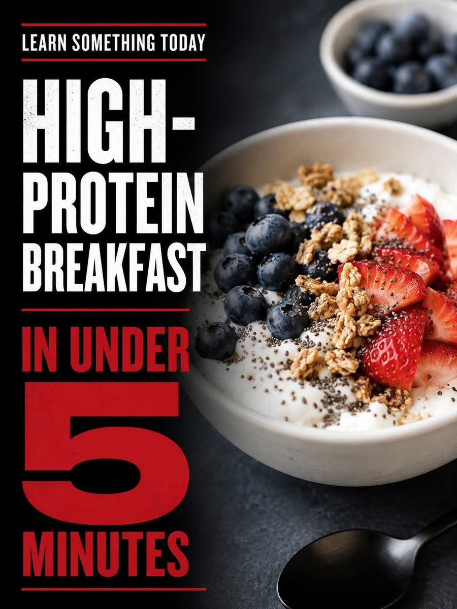 JamesCipriani's tweet photo. 🥣 Here's one of my go-to breakfasts when I need something quick.

• 1 cup plain Greek yogurt

• Fresh berries

• High-protein granola (watch the serving size)

• Sprinkle of chia seeds or cinnamon

Depending on your choices, you're looking at roughly:

✔ 30–35g of protein

✔ Plenty of calcium

✔ A good source of fiber

✔ Ready in about five minutes

Fitness nutrition doesn't have to be complicated.

Sometimes the best meal is simply the one you'll actually make.

— Coach Jim