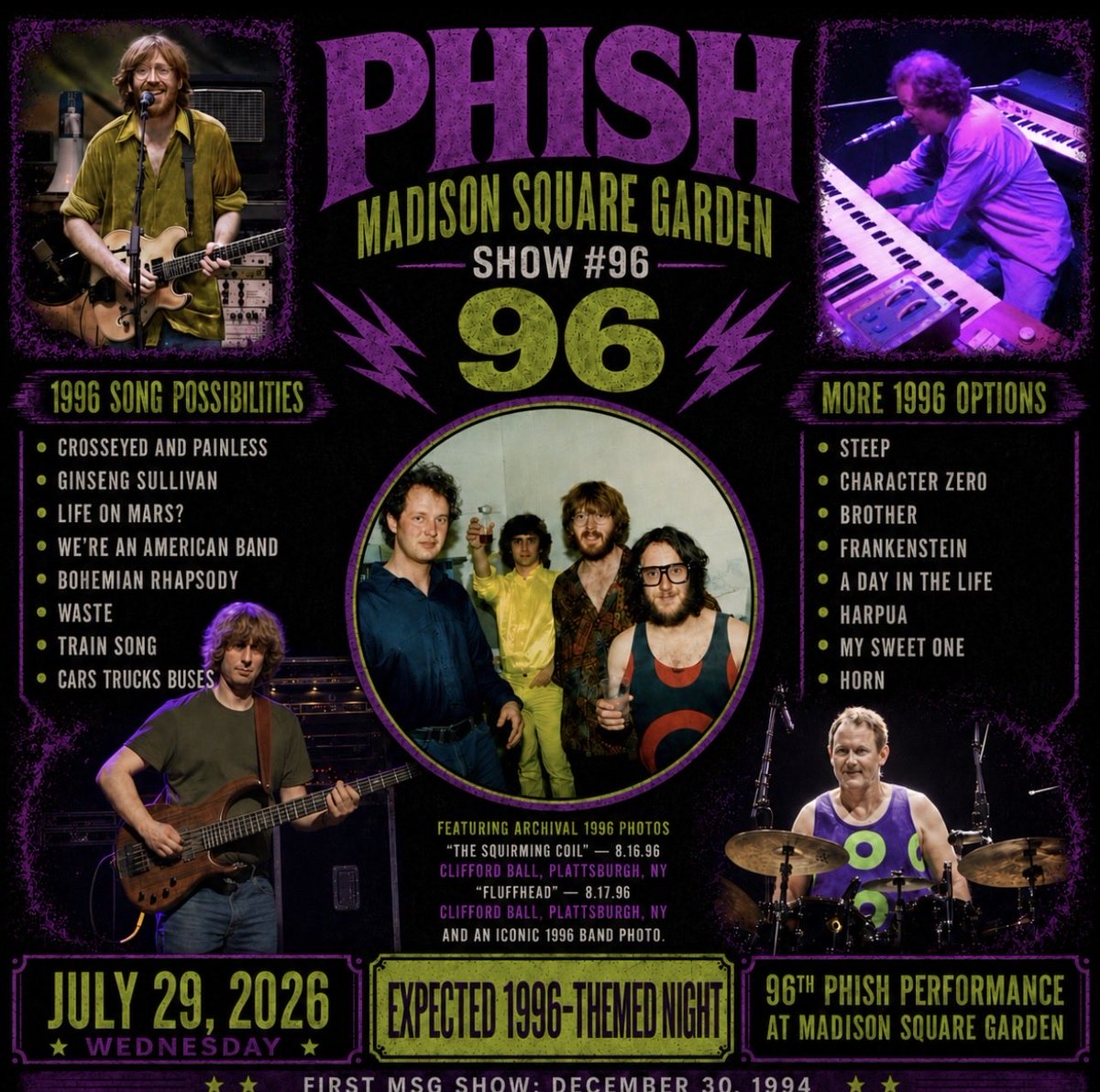 SoundCheckDaily's tweet photo. 30 years ago, I walked into MSG for my first Phish show.

Tonight’s Phish Show #96… and I’m sharing it with over a dozen friends—most from high school. A few even from kindergarten. 

Some things change. The friendships and the music don’t.

See you at #MSG 🎸🎶 

#Phish96 https://t.co/QifQRe4dwn