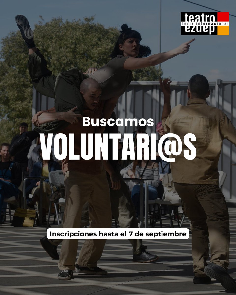 FeriaHuesca's tweet photo. 🎭 Buscamos voluntari@s para la 40.ª Feria Internacional de Teatro y Danza de Huesca.

¿Quieres vivir la Feria desde dentro?

🗓️ Inscripciones hasta el 7 de septiembre.

Más información e inscripción:
 https://t.co/farTV1Xl9k

#FeriaHuesca #Voluntariado #Teatro #Danza https://t.co/4qdcyNq7ER