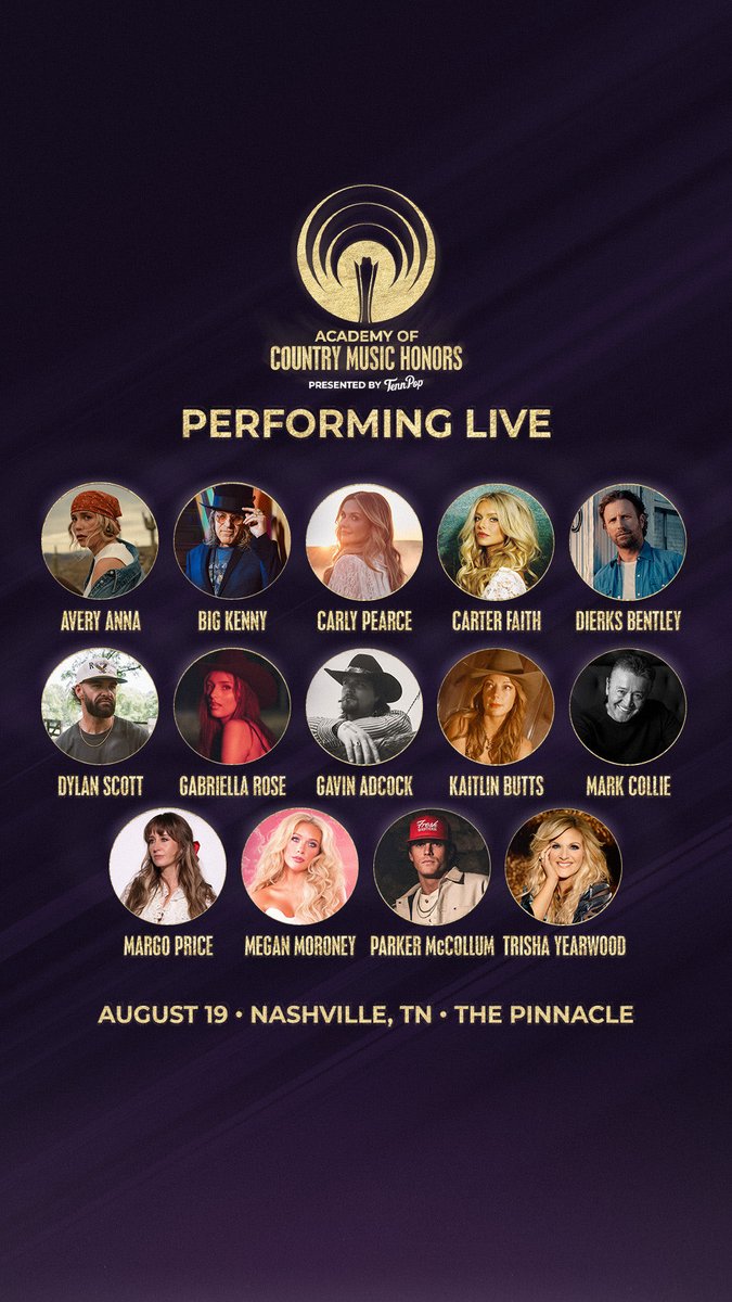 NOMADKW's tweet photo. Incredible performer lineup announced for ACM Honors, Country’s favorite night, 8/19 at The Pinnacle Nashville! https://t.co/Agve1MnZPZ