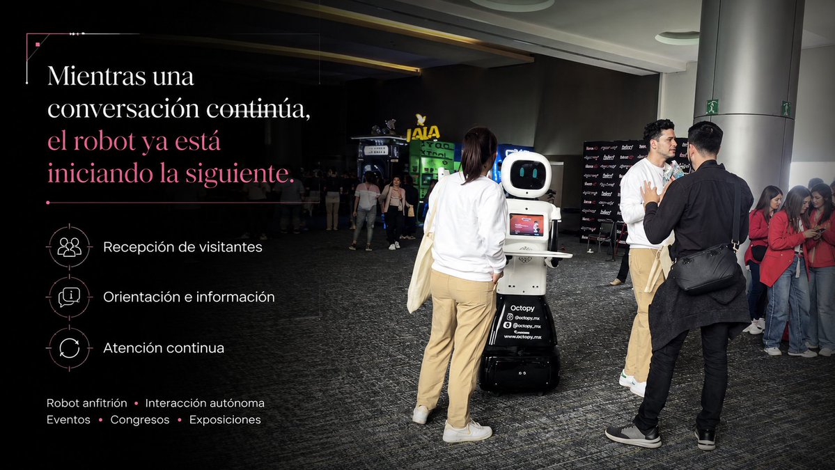 Isaber2000's tweet photo. Un buen evento no depende de atender a más personas, sino de lograr que nadie se quede sin atención.
Ahí es donde la robótica marca la diferencia.
#robotica #eventos #innovacion #tecnologia #automatizacion #octopy https://t.co/VIR0pVmRdp