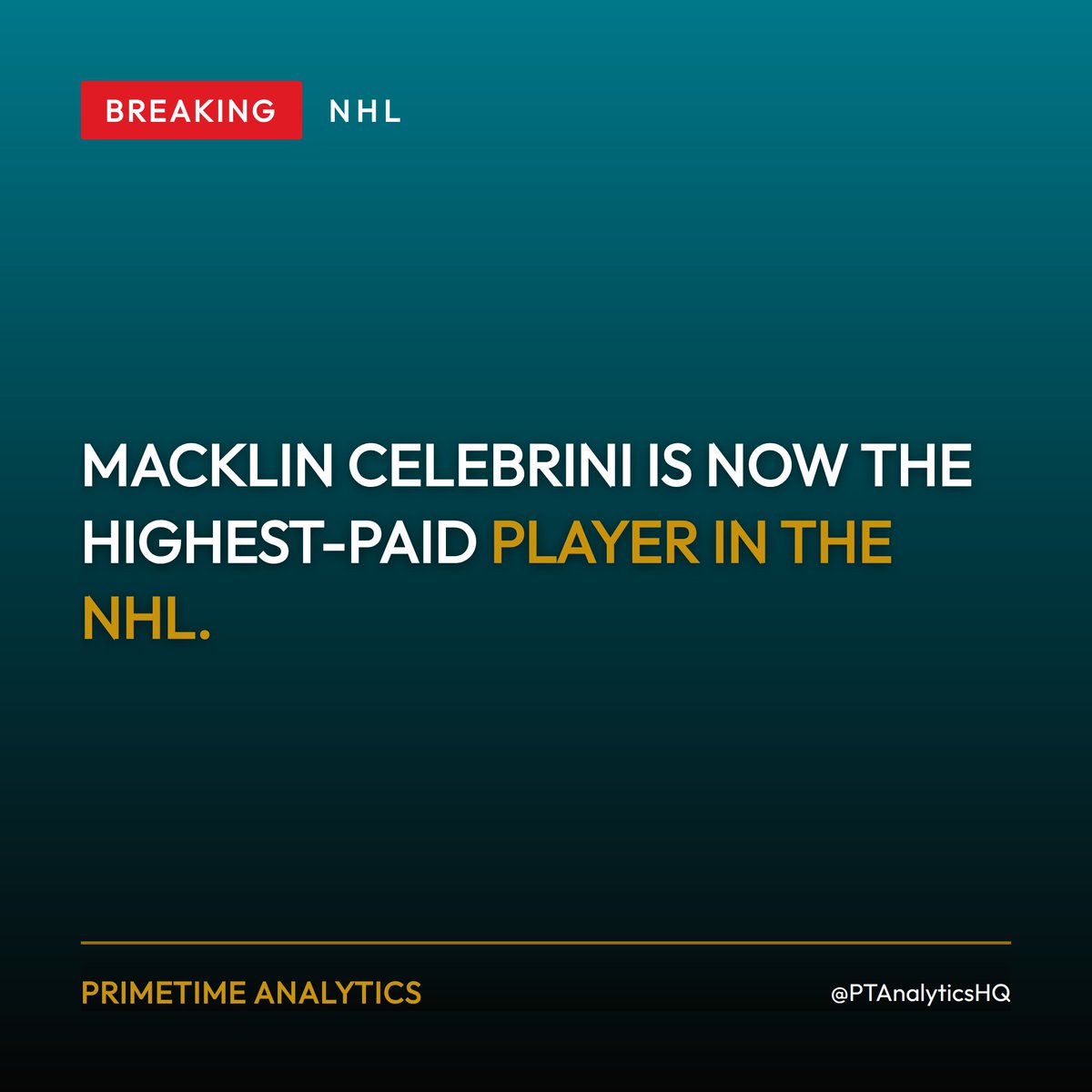 PTAnalyticsHQ's tweet photo. Macklin Celebrini is now the highest-paid player in the NHL.

The Sharks locked up their 19-year-old centerman on a five-year, $94 million extension, betting the franchise's rebuild on him long-term.

Does a number like that make sense for a player who hasn't hit his prime yet, or is San Jose paying for what's coming?