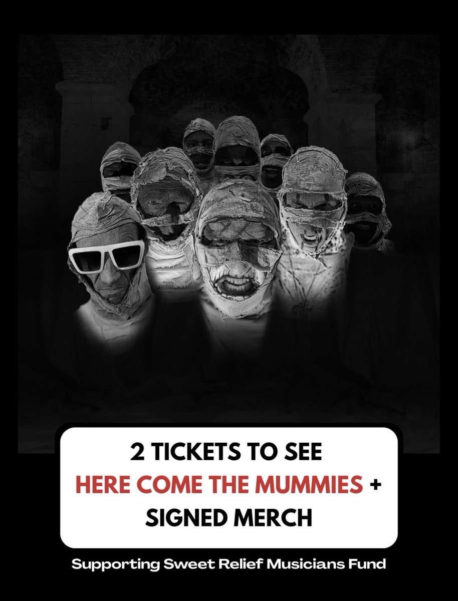 hctmummies's tweet photo. We’ve partnered with @sweetrelief to help raise money for musicians &amp; industry workers dealing with illness, disability, or age-related problems. Bid now for your chance to win Bid now for your chance to win tickets to one of our shows, plus signed merch! https://t.co/i91IvWE6CT https://t.co/uDrY2lUeZo