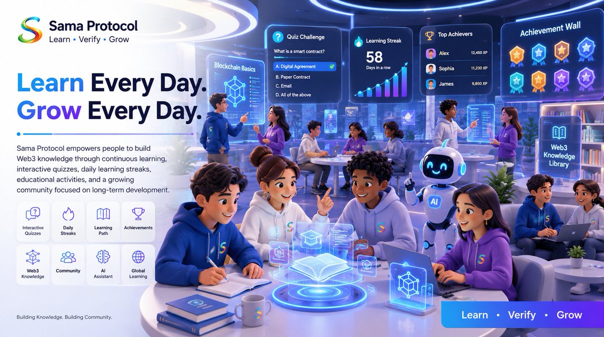 Sama_Protocol1's tweet photo. 📚 Learning isn't a one-time event—it's a daily habit.

At Sama Protocol, every lesson, every quiz, and every learning streak helps you build real knowledge and become part of a stronger Web3 community.

💙 Learn • Verify • Grow

#SamaProtocol #DailyLearning #Web3Education https://t.co/6duMpwwoF8