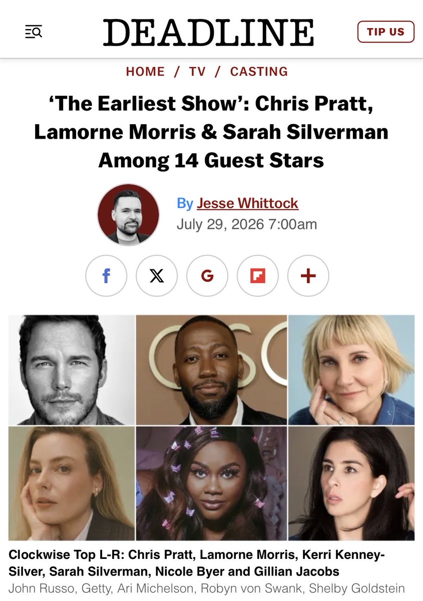 rejectedjokes's tweet photo. The Earliest Show is fully cast!!! I am so thankful to every single one of these hall of fame actors for coming into our show and absolutely killing. This is the dream team of comedy casts. A true honor to have my words be read and played with by all of these humans. 
SO HERE IS OUR FULL CAST FOR THIS SEASON OF THE EARLIEST SHOW!

Ben Schwartz, Lauren Lapkus, Kevin Carroll, Ryan Gaul, Brandon Scott Jones, Henry Winkler, Chris Pratt, Samara Weaving, Lamorne Morris, Sarah Silverman, Gillian Jacobs, Jillian Bell, Drew Tarver, Kerri Kenni Silver, Nicole Byer, Mary Holland, Gil Ozeri, K Callan, Tawny Newsome, Majeed Nami, Nate Smith.

And for those of you who are fans of the original web series. I did every thing I could to get the icon Joe Hartzler back in the show this season. I am his biggest fan. But unfortunately he wasn’t able to get back to LA for this run. My fingers are crossed we can grab him for something fun next season because he is a legend. 

CANNOT WAIT FOR YOU TO SEE THIS SHOWWWWW!!! I AM SO PROUD OF WHAT WE ARE ALL MAKING TOGETHER!