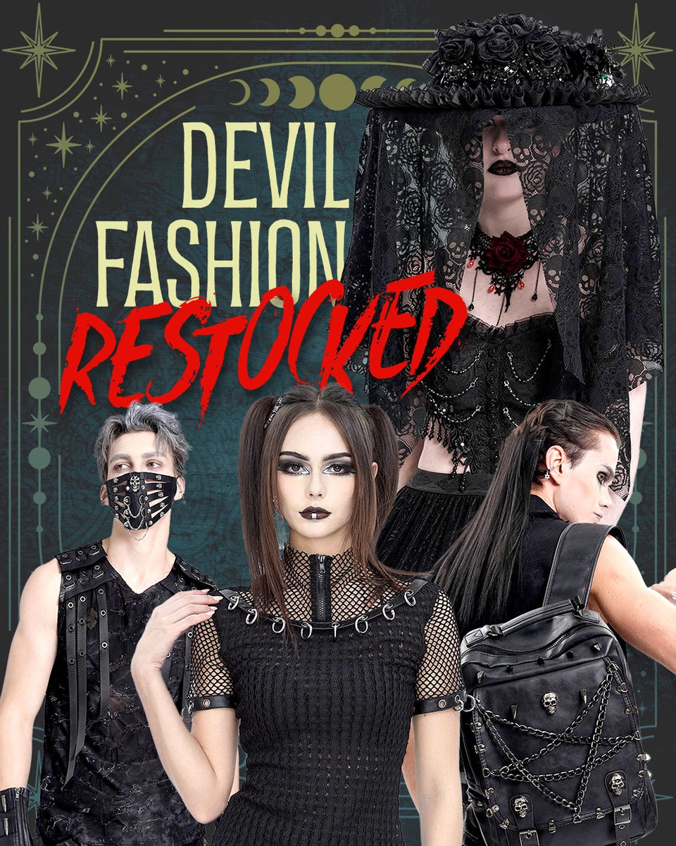 VampireFreaks's tweet photo. Restock Alert! Devil Fashion is restocked on VampireFreaks - don't wait to snag your fave pieces before they sell out!
#Goth #DevilFashion #VampireFreaks https://t.co/rOU2M32c92