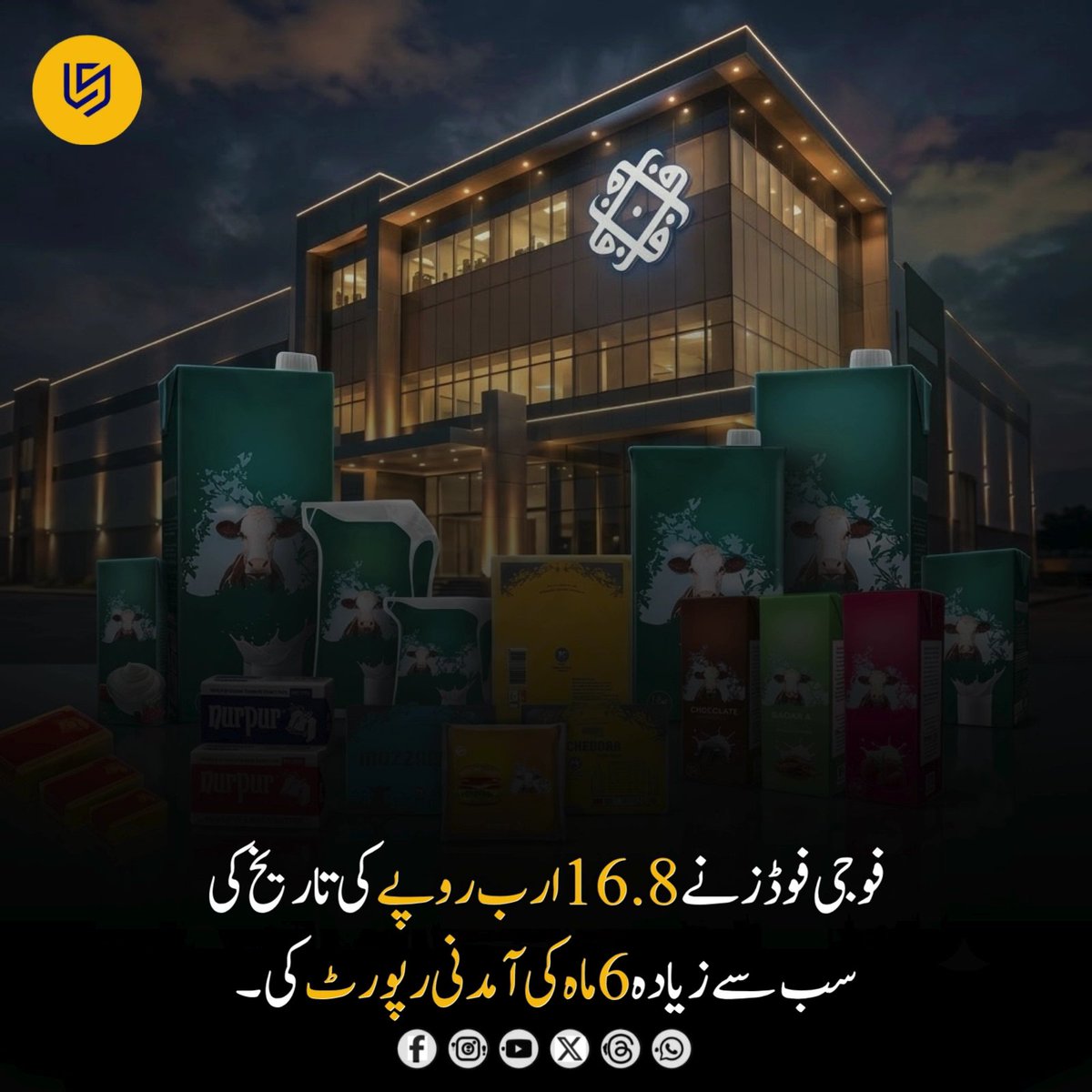 LocalStret's tweet photo. فوجی فوڈز نے 2026 کی پہلی ششماہی (H1) کے دوران اپنی تاریخ کی بلند ترین 16.8 ارب روپے کی آمدنی (ریونیو) رپورٹ کی، جو گزشتہ سال کے اسی عرصے کے مقابلے میں 12.6 فیصد زیادہ ہے۔ کمپنی کے مطابق یہ کامیابی مہنگائی اور صارفین کے کمزور اخراجات کے باوجود حاصل کی گئی۔

کمپنی کا کہنا ہے کہ اس کے تمام مصنوعات کے شعبوں میں ترقی ریکارڈ کی گئی، جبکہ نورپور (Nurpur) نے پہلی ششماہی میں اب تک کی بلند ترین مارکیٹ شیئر حاصل کی۔ بہتر ڈسٹری بیوشن، سیلز چینلز میں توسیع اور مؤثر مارکیٹ حکمتِ عملی کے باعث ڈیری اور سیریلز کے شعبوں میں بھی فروخت میں نمایاں اضافہ دیکھنے میں آیا۔

فوجی فوڈز کے مطابق یہ نتائج اس کی پائیدار اور منافع پر مبنی طویل المدتی حکمتِ عملی کی عکاسی کرتے ہیں اور فوڈ و ڈیری سیکٹر میں کمپنی کی مضبوط کارکردگی کو ظاہر کرتے ہیں۔

نوٹ: یہ معلومات عوامی طور پر دستیاب رپورٹس اور کمپنی کے جاری کردہ مالی نتائج پر مبنی ہیں۔ اگر اس پوسٹ میں استعمال ہونے والی تصویر AI سے تیار کی گئی ہو تو وہ صرف نمائشی مقصد کے لیے ہے۔

#FaujiFoods #PakistanBusiness #FoodIndustry #Nurpur #BusinessNews