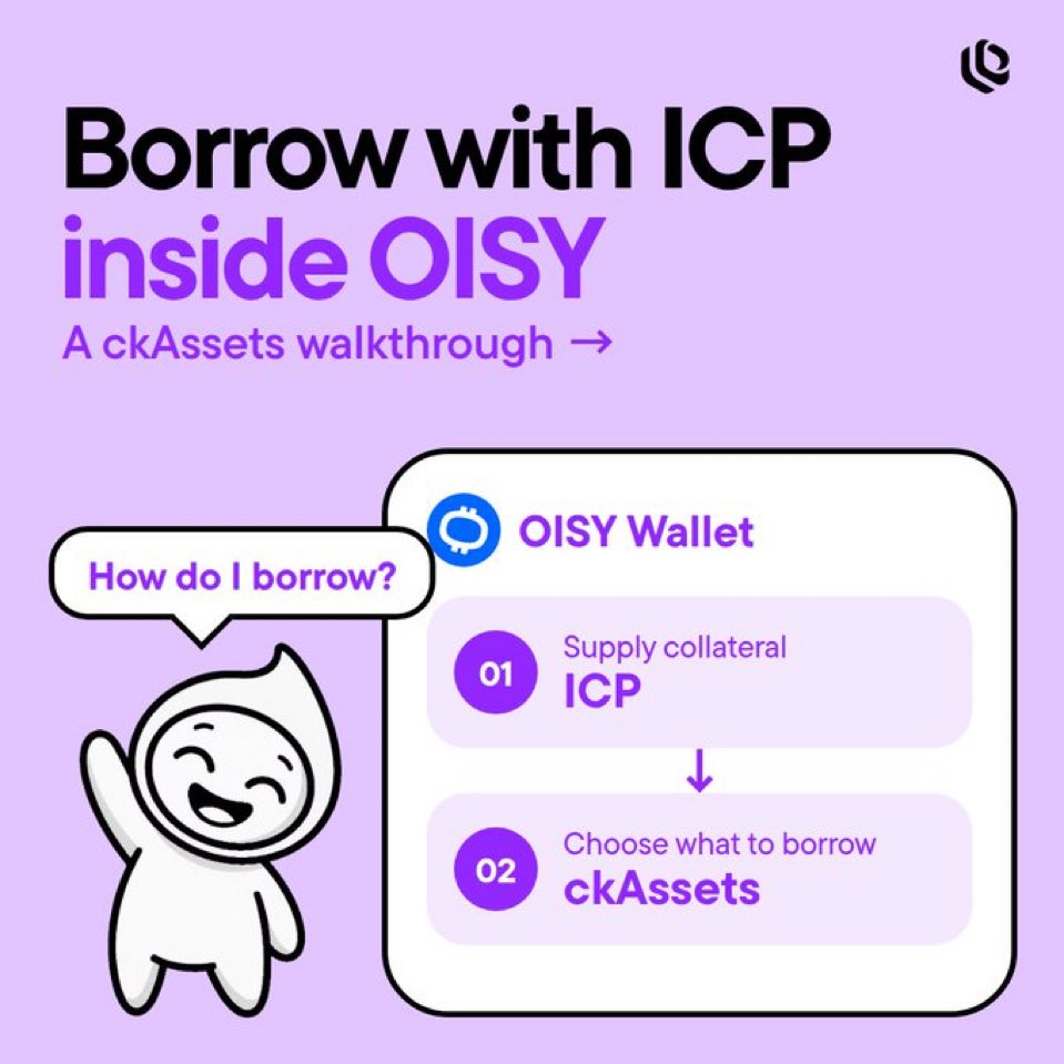 CryptoBarbwire's tweet photo. NEWS⚡️: Borrowing with $ICP + ckAssets is live in @OISY Wallet powered by @LiquidiumFi.

Supply collateral, borrow, and manage positions all inside the wallet. https://t.co/CULB5SP5sU