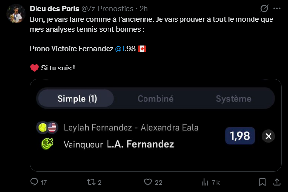 Lastuc1eux's tweet photo. Il a supprimé son post, donc j'en parle une dernière fois et après on passe à autre chose.

👉Ce qui me dérange n'est pas le pari perdu. Perdre, ça arrive à tous les parieurs...

MAIS

Venir "prouver que ses analyses tennis sont bonnes" en prenant du 1.98 sur Winamax quand la fair odds de Pinnacle clôture à 2.14, c'est -7,25% d'EV.

Ce pari était perdant avant même le premier point. Peu importe le résultat.

On pourrait se dire que c'est pas grave, on ne peut pas toujours battre le marché...

Mais quand dans ton VIP tu partages des centaines de paris EV- là ça devient problématique.

Un mec qui suit à 100% ses pronos tous les jours doit voir sa bankroll fondre à une vitesse éclaire 🤣
