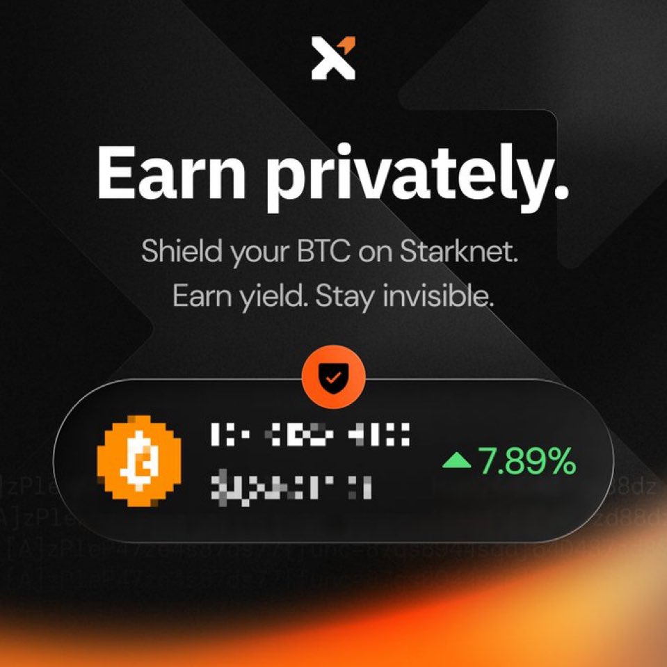 CryptoBarbwire's tweet photo. NEWS⚡️: Stake BTC privately on @Starknet via Xverse.

ZK-shielded. 
Yield 24/7. 
Completely invisible.
Earn Bitcoin. 
Tell nobody. https://t.co/rhx9ptLaPw