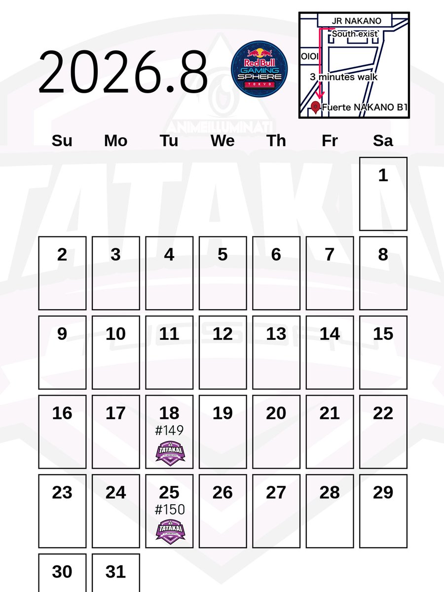 TatakaiTuesday's tweet photo. #TatakaiTuesday #RedBullGamingSphereTokyo 

Here's the schedule for August!
We look forward to seeing you there!  

8月の日程はこちら！ 
皆様のご来場お待ちしております。 https://t.co/BANygjIZdM