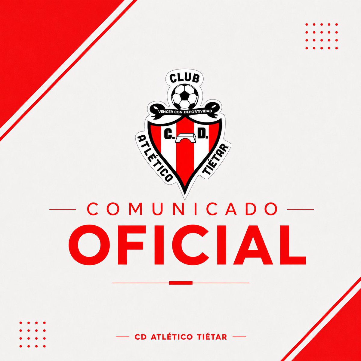 ClubTietar's tweet photo. 📢 COMUNICADO OFICIAL

Tras agotar todas las opciones posibles, el CD Atlético Tiétar no podrá competir en la temporada 2026/27, al no darse las condiciones mínimas necesarias para afrontar la competición como nuestro club merece.

🧵👇 https://t.co/kqRce5J6LC