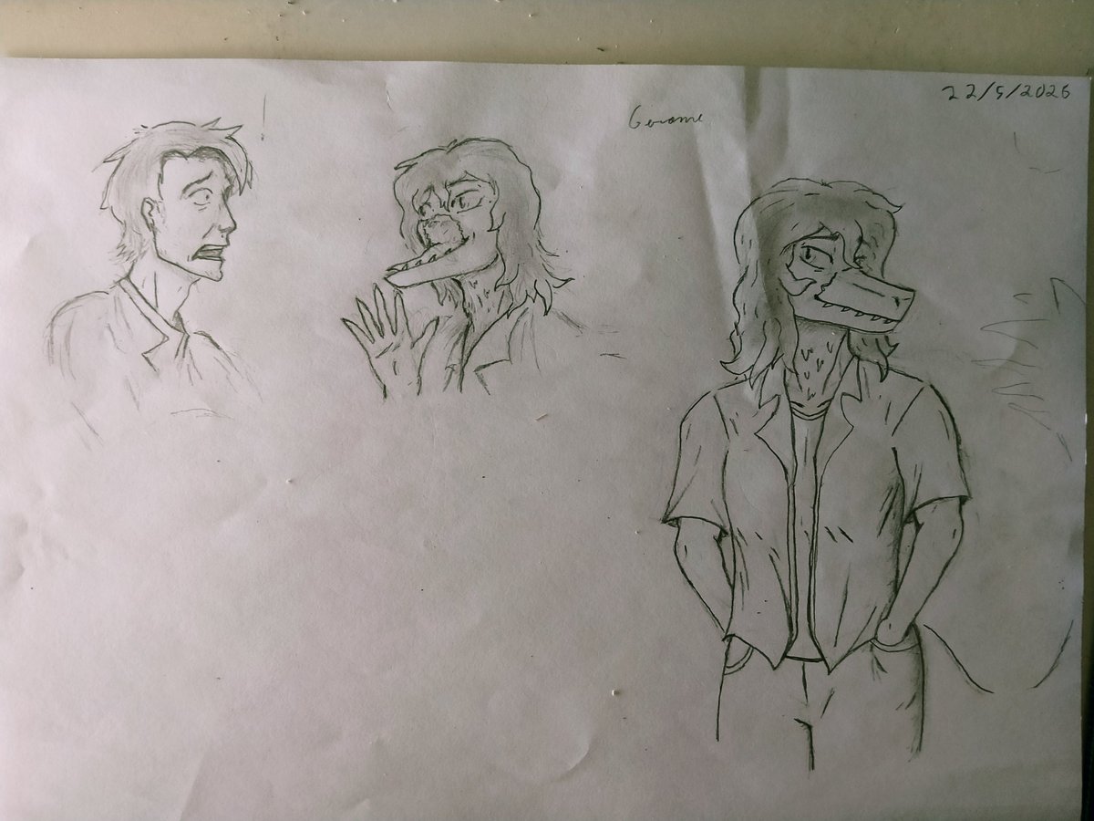 Rugtd08's tweet photo. Gerome, and his usual minor mishap with James.
#snootgame #iwanihugthatgator #volcalderaashfall #scalieart #Dinosaur https://t.co/Z4dfgDvNJg