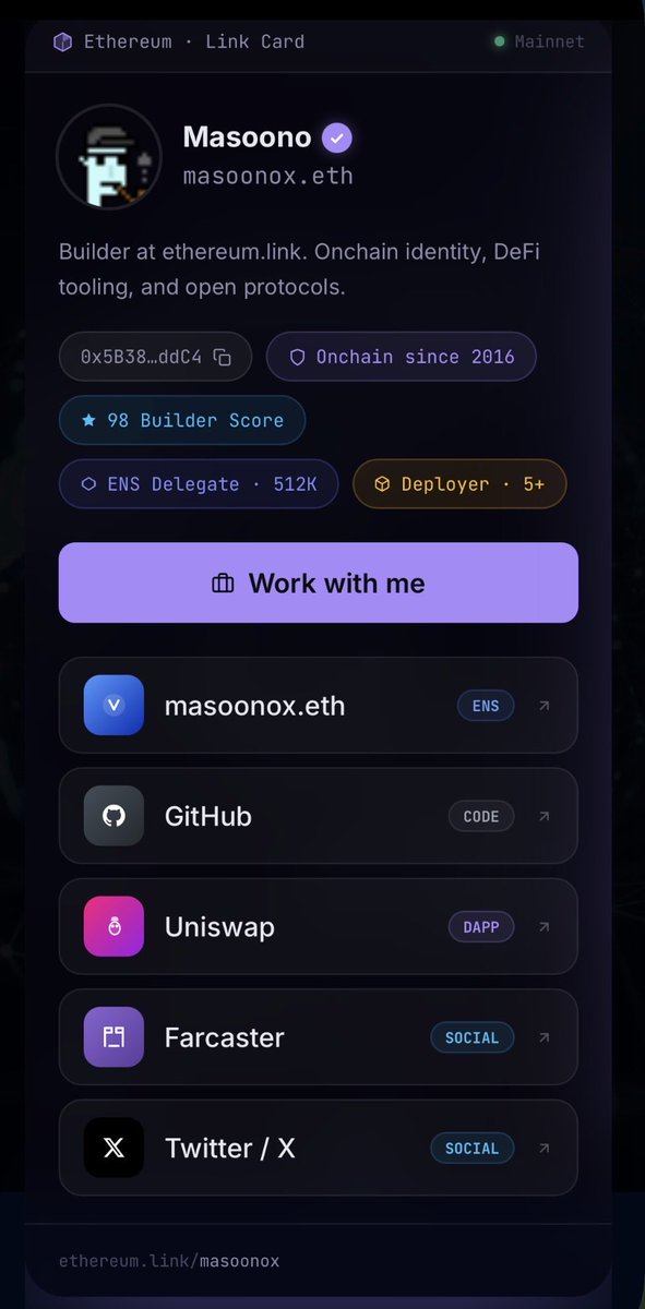 EthereumXLink's tweet photo. Are you building on Ethereum?
Get your link card on https://t.co/HVohFVTjpE

#Ethereum #Eth #Crypto #DeFi https://t.co/bGFI1Z75Oz