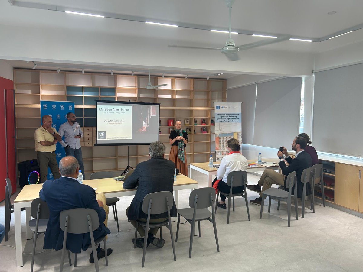 GermanEmbBeirut's tweet photo. Fruitful exchange today with @DUALEBField and other donors on the situation of Palestine Refugees at Ein El Hilweh camp in Saida. Delighted to attend the inauguration of the school library and visited a health centre with other partners. https://t.co/wnV4phb2Fu