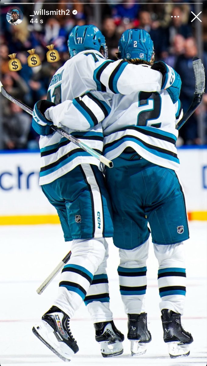 rawfearss's tweet photo. that’s his teammate, his linemate, his center, his partner on the ice, his best friend…

i’m just so happy they are going through this together and are always there to hype each other up.. the kids are gonna be okay in san jose :) https://t.co/xRfoaDhkMV