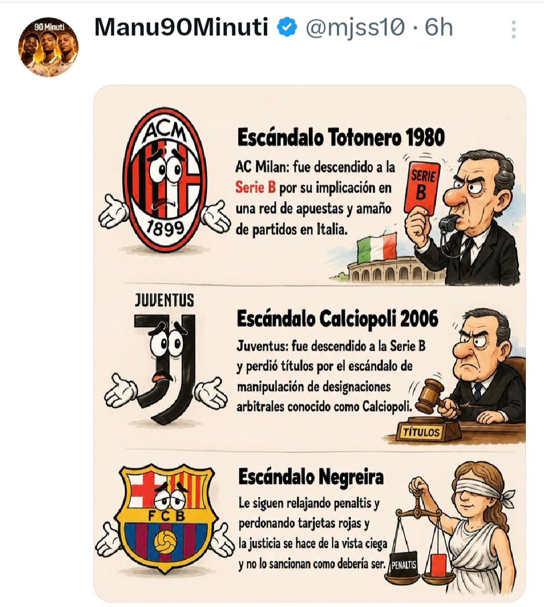 EQuiral78737's tweet photo. @Cr7stianismo_ Lo que hizo el Barça resulta humillante para el fútbol mundial🤦🏻‍♂️
Deberían retirarle al Barça todos los títulos que consiguió en los 23 años de sobornos al Vicepresidente de los Árbitros de España. Y una década sin que pueda jugar en 1a.División de España. https://t.co/Inf0kxthcb