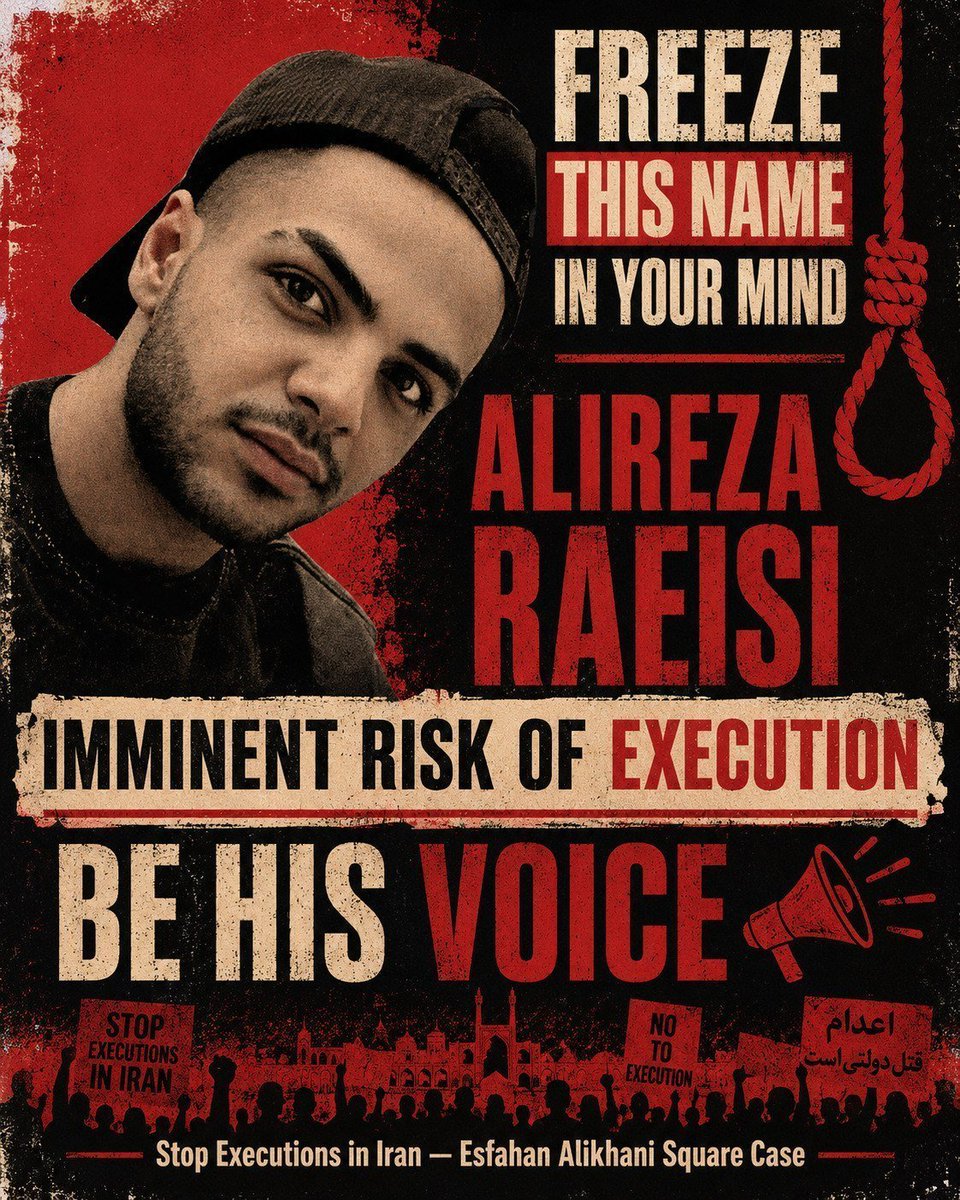 Nikkorise's tweet photo. #AlirezaRaeisi, cousin of executed Ramin Raeisi, arrested Jan 19. After brutal torture, forced confession extracted. Based on that, death sentence issued for him and 11 others in Ali Khani case in Isfahan. His life is in immediate danger.
#StopExecutions
#StopExecutionsInIran https://t.co/6ZUWJJjIkp