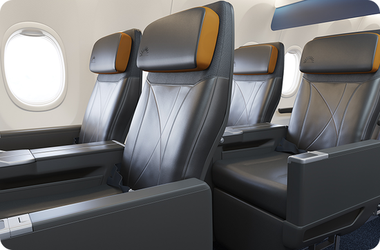 _ZachGriff's tweet photo. Introducing @Allegiant first class. (Not kidding.)

Allegiant First will be two rows of recliners in a 2-2 layout. 37 inches of pitch, calfrests, and USB-A, USB-C, and AC power outlets.

First flights start next spring. Premium is seriously every airline's favorite buzzword. https://t.co/gS1kvinCEK