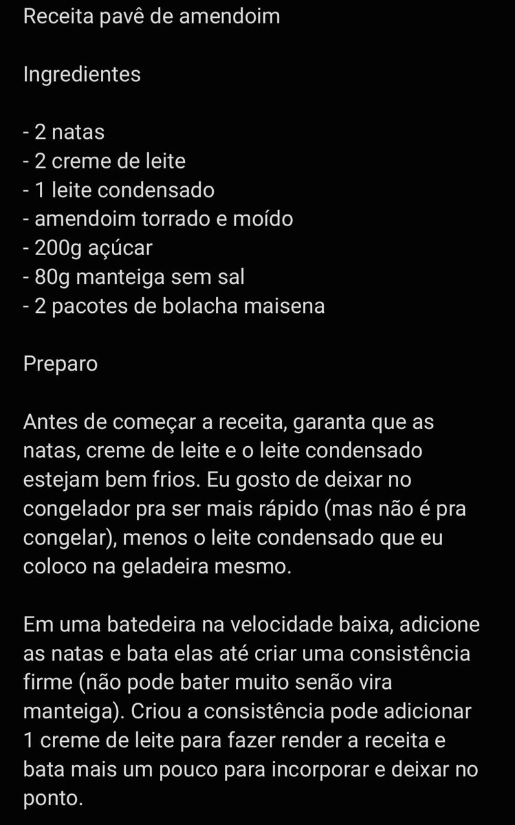 sandeokiix's tweet photo. Receita do pavê de amendoim para quem quiser!! https://t.co/VJYe8L3Tvx