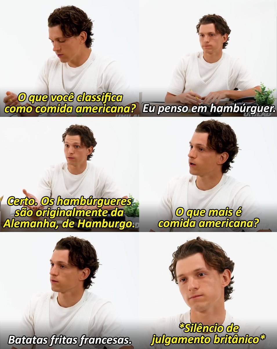 jlinzombie's tweet photo. Tom Holland acabando com a "culinária americana" em 15 segundos. https://t.co/yFF1Y1zpRn