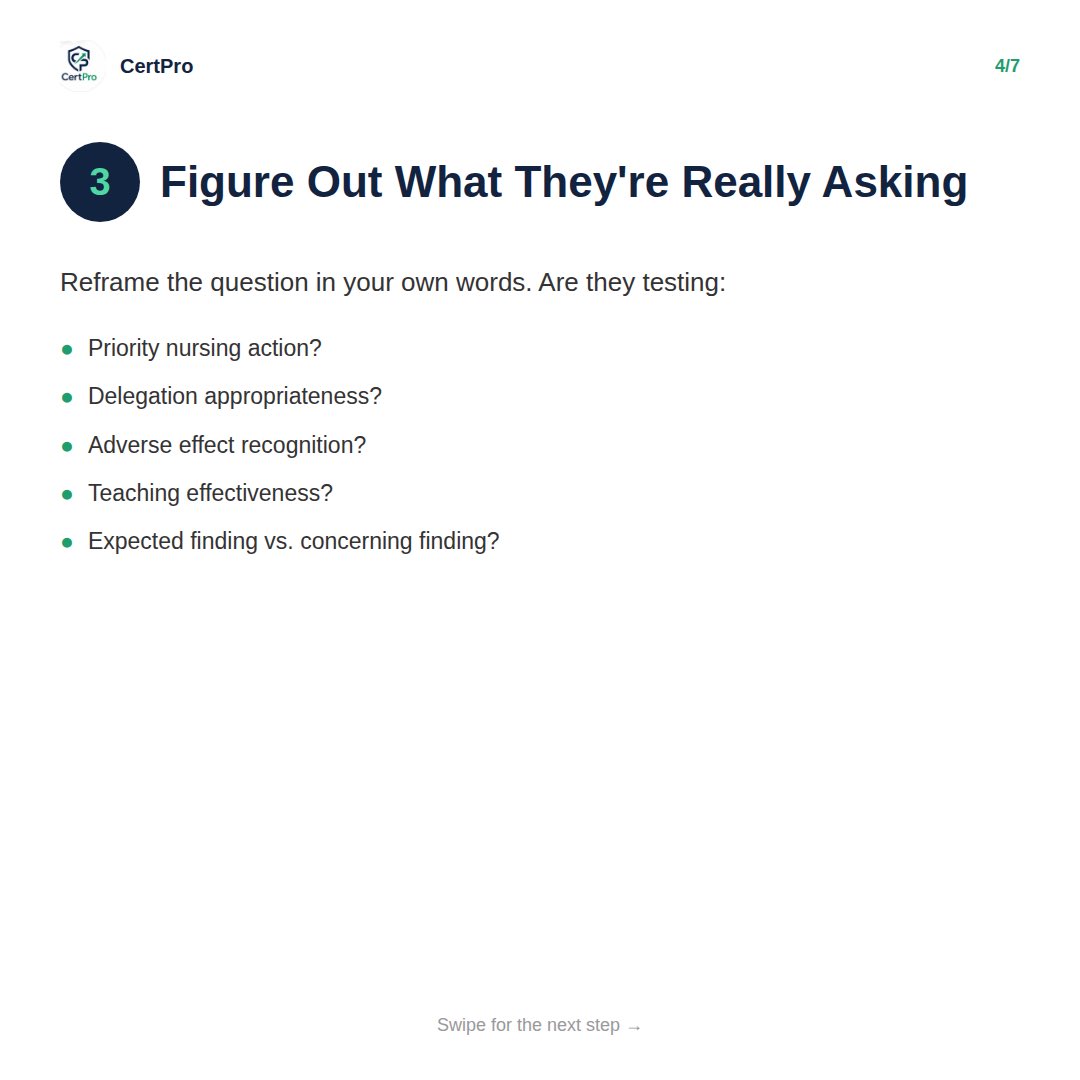 certpro_exampr's tweet photo. This framework will save your exam. 🙏

Run it on EVERY question, even the ones that feel obvious. It's the difference between a careless mistake and a confident pass. ✅

#NCLEX #NCLEXTips #NCLEXStrategy #NursingStudent #ClinicalJudgment https://t.co/5qjetcieEd