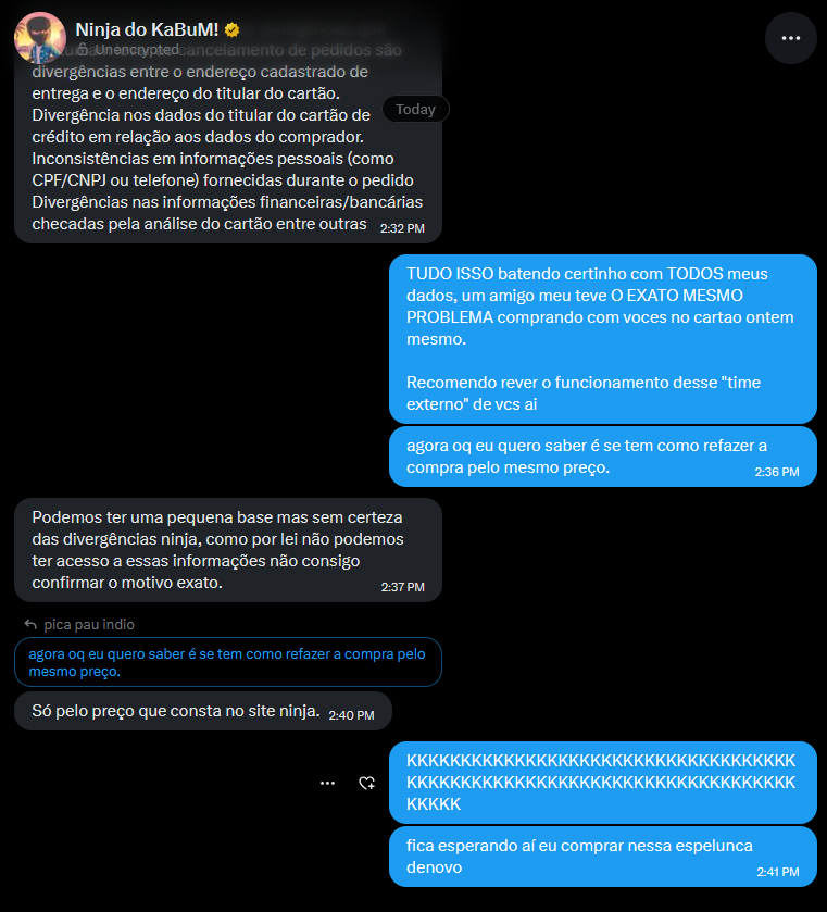 picapauindio's tweet photo. @kabumcombr PÉSSIMO ATENDIMENTO!!! PRA GERAL AÍ QUE QUERER USAR CARTAO DE CREDITO NA KABUM, NEM PERCAM SEU TEMPO!!!

SÓ GASTEI TEMPO E A OPORTUNIDADE DE COMPRAR NA AMAZON OU NA TERABYTE https://t.co/NpJkBQtEyO