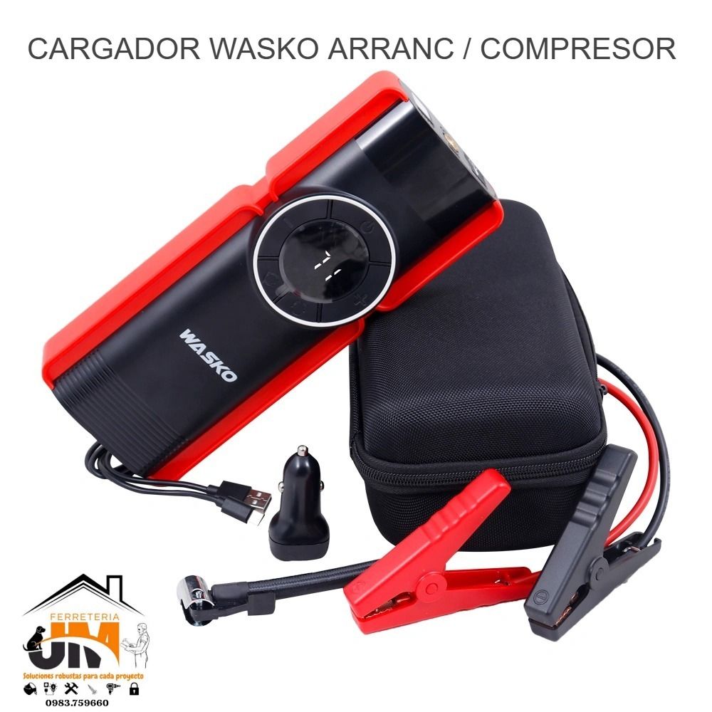 JMTRADING1210's tweet photo. Cargador de batería WASKO con función de arrancador y compresor de aire, ideal para cargar baterías, arrancar vehículos con batería descargada e inflar neumáticos de forma rápida y segura. 
https://t.co/zsdyCc06w1 https://t.co/4qe1eKTvTi