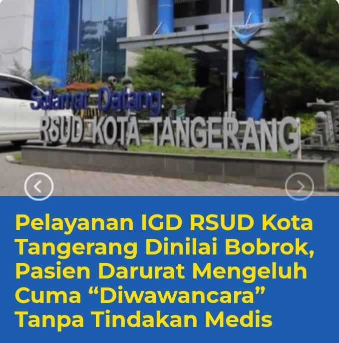BantenPena's tweet photo. Alasan SOP Bed Penuh, Pasien Sakit Kaki Dipaksa Pindah Umum: IGD RSUD Kota Tangerang Dituding Kaku dan Tak Responsif
https://t.co/IxUJp0TfoS https://t.co/ktEYBRWzUh
