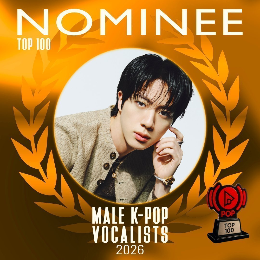 TOP100KPOP's tweet photo. JIN (BTS) is nominated for Best Vocalist Award (GRAND FINAL) 🏆

👉 LAST DAYS TO VOTE!!!
🔗 VOTE: https://t.co/98nYegnsUQ https://t.co/gRhtVJCDYB
