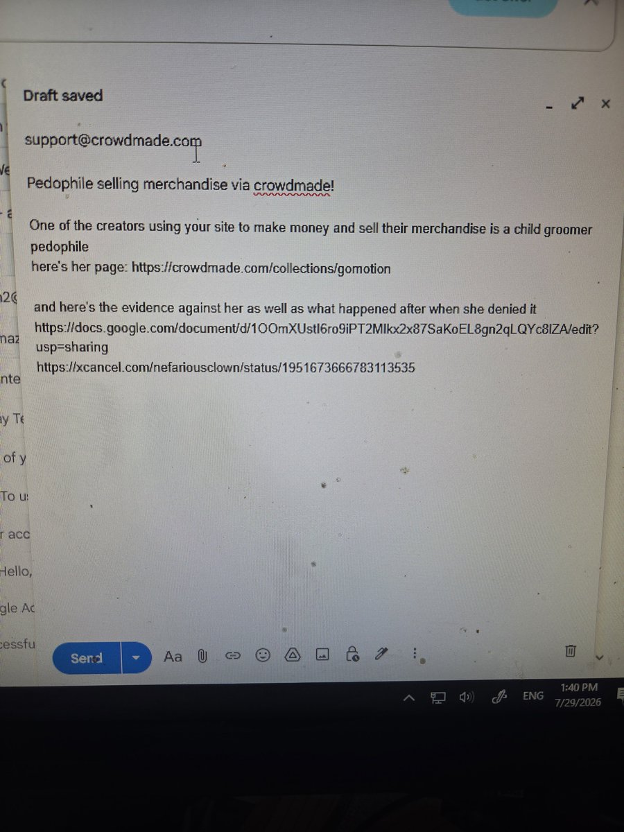XanderMac7's tweet photo. @gomotion_ TskTskTsk...
I dont think crowdmare would be to happy with a pedophile using their platform to make money now, would they? Dw, I've made sure theyre safe from "people" like you https://t.co/mVFWNtHKNM