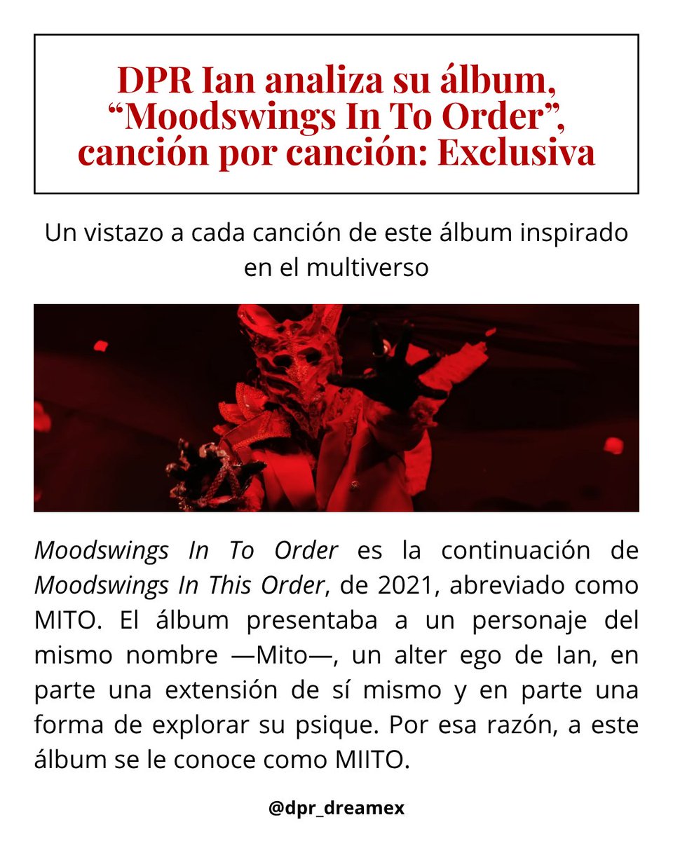 dpr_dreamex's tweet photo. Traducción de entrevista "Consequence Sound", en ésta #DPRIAN explora el significado detrás de cada canción del álbum MIITO 👀❤️ (1/4) https://t.co/WD7ydXdge0