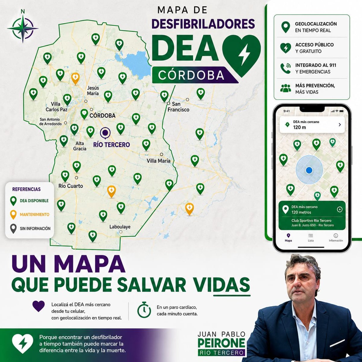 JPPEIRONEOK's tweet photo. 📞 Cruzar la información con el 911 para que los operadores guíen a quien está auxiliando.  

​En un paro cardiorrespiratorio, la desfibrilación temprana aumenta significativamente las chances de supervivencia. La tecnología existe; solo debemos ponerla al servicio de la gente. https://t.co/luNxZZE68k