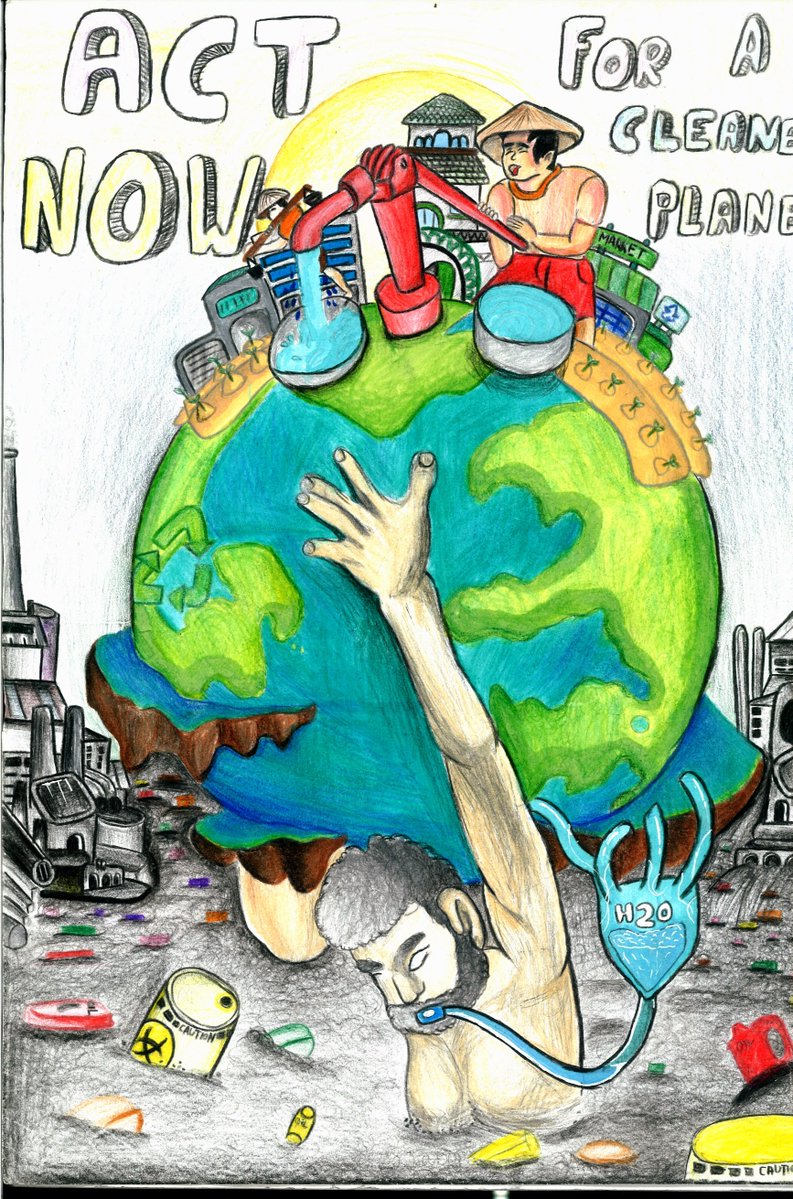 consumersindia's tweet photo. This beautiful painting has been made by Nirvesh Singh, VII-APS Nasirabad Ajmer - a prize-winning painting from our All-India Contest on ‘Act Now for a Greener Planet’.  #jagograhakjago #consumersindia #globalwarming #water #health #SaveEarth  https://t.co/PHRgLbvO0K https://t.co/MI0jSiCJzn