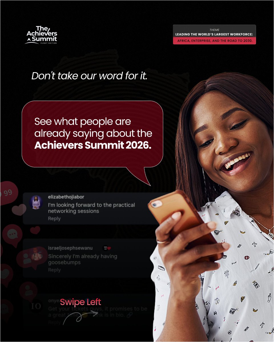 achieversummit's tweet photo. The excitement is real. 🔥

The comments say it all. August can't come soon enough.

📅 Aug 11 to 13, 2026
📍 Oriental Hotel, Lagos

#AchieversSummit #AchieversSummit2026 https://t.co/TzG6oj4bQH
