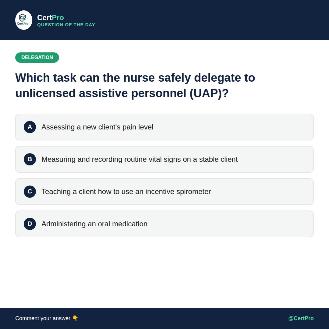 certpro_exampr's tweet photo. Quiz Card Lab Values

Question of the Day 🧠

What's the answer? 👇

#NCLEX #NCLEXQuestion #NursingStudent #LabValues https://t.co/Bjgk9byAbj