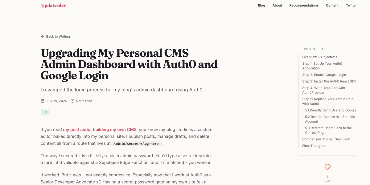 layluh's tweet photo. New blog post!

How I incorporated Auth0's Gmail login to my personal website's CMS admin dashboard. It literally only took 5 steps to get it set up :D

Check it out: https://t.co/EkRhCXQntx https://t.co/0SnRyKG4vI