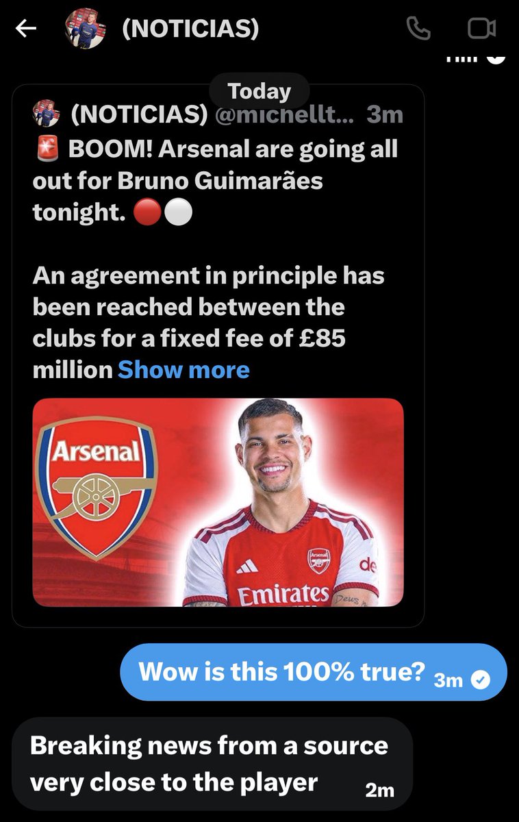 arsenalchaptera's tweet photo. Hope this Is true about Bruno Guimaraes https://t.co/sRvU7SjQp6