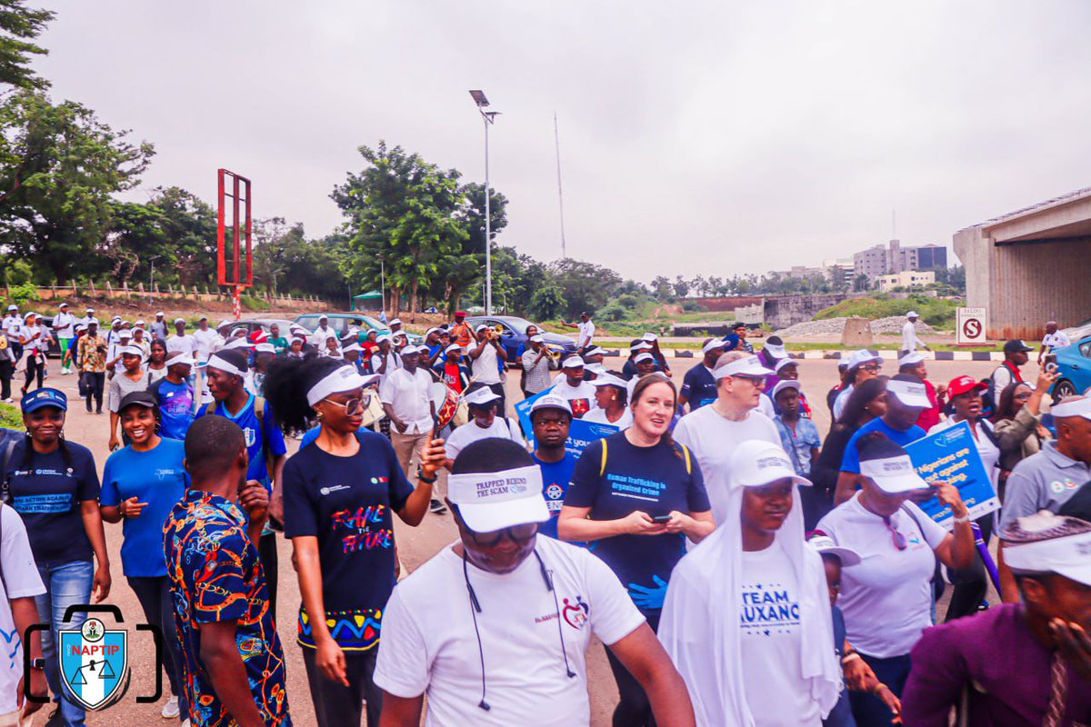 naptipnigeria's tweet photo. It was a powerful demonstration of unity against human traffickers today as Officers of NAPTIP with other Partners and Stakeholders, took over major streets of the FCT, Abuja, in an awareness walk as part of the activities marking the 2026 World Day Against Trafficking in Persons https://t.co/uENG08e9Uo