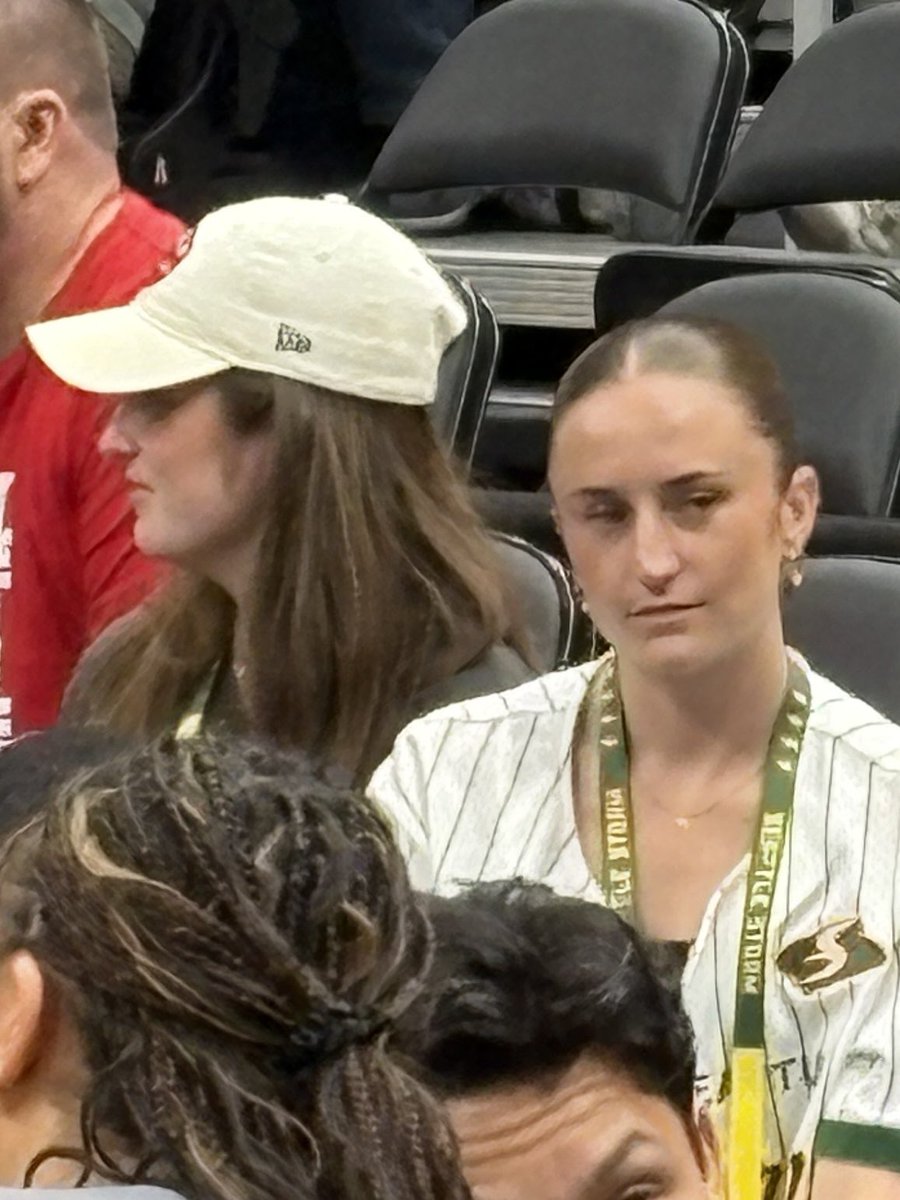 BrandiKruse's tweet photo. These two women attempted to trip a teenage girl who was walking past them in an @xx_xyathletics shirt during yesterday’s @seattlestorm game – then laughed. https://t.co/XTObrGGLrb