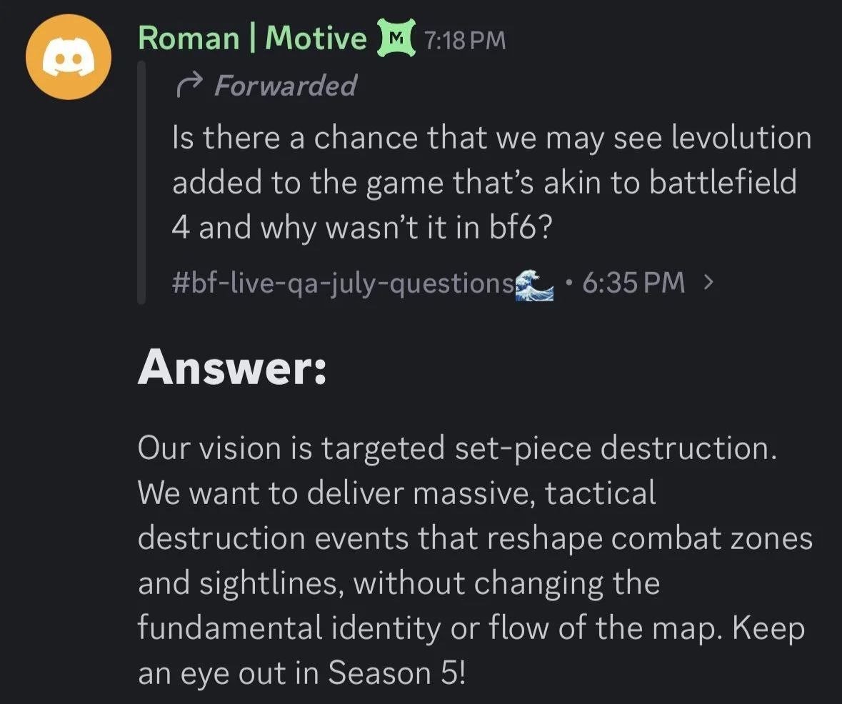 BattlefieldInte's tweet photo. 🚨 Battlefield 6 Devs Just Teased a Massive Levolution Update for Season 5... 👀💥 

#Battlefield6 https://t.co/1VQ4tNo8ln