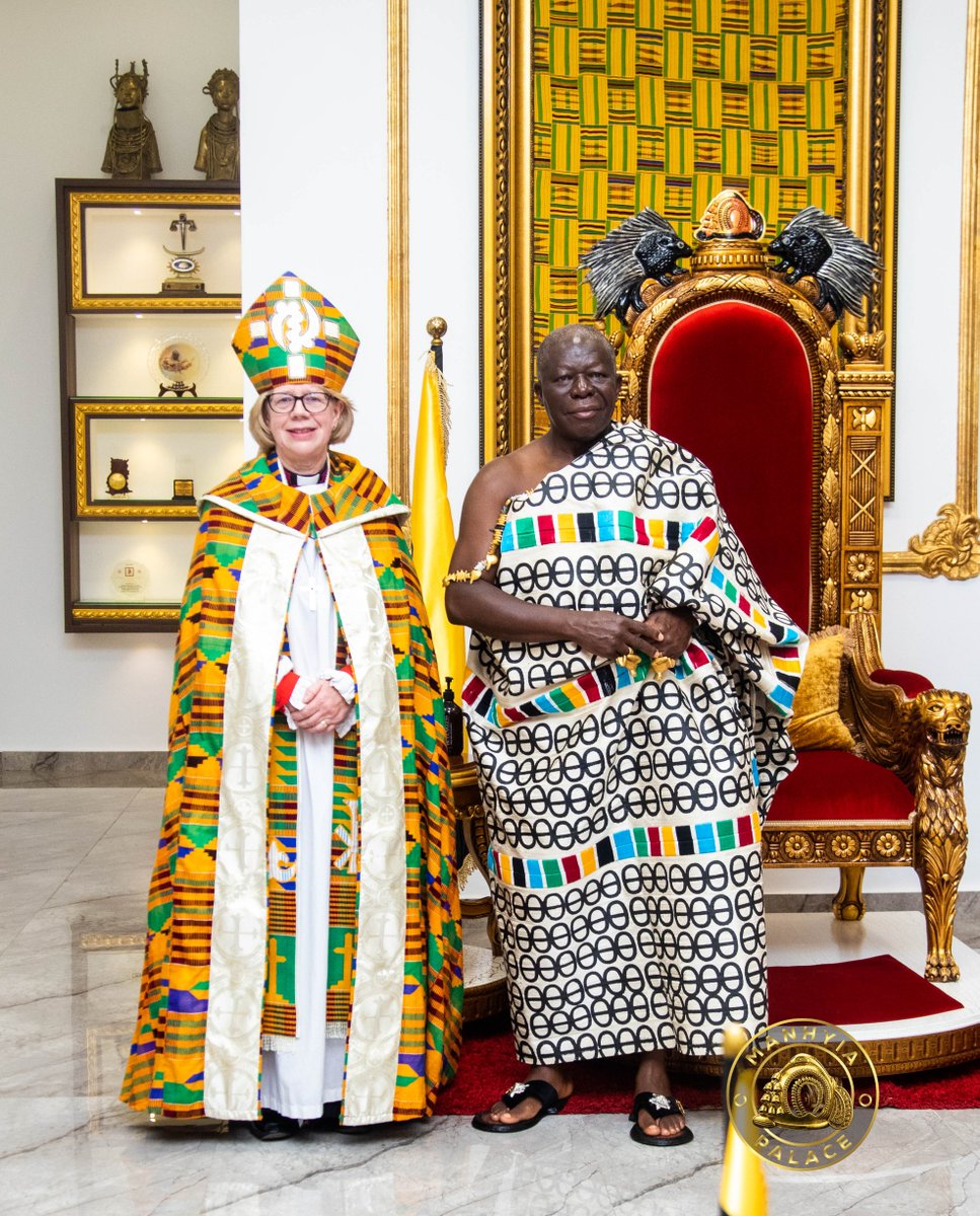 ManhyiaPalace's tweet photo. His Majesty Otumfuo Osei Tutu II, the Asantehene, Otumfuo Osei Tutu II, the Asantehene, today, July 29, 2026, received the Archbishop of Canterbury, the Most Reverend Dame Sarah Mullally, and her husband, Eamonn Mullally, at the Manhyia Palace.

#manhyiapalace https://t.co/ZcP6cgt6NO