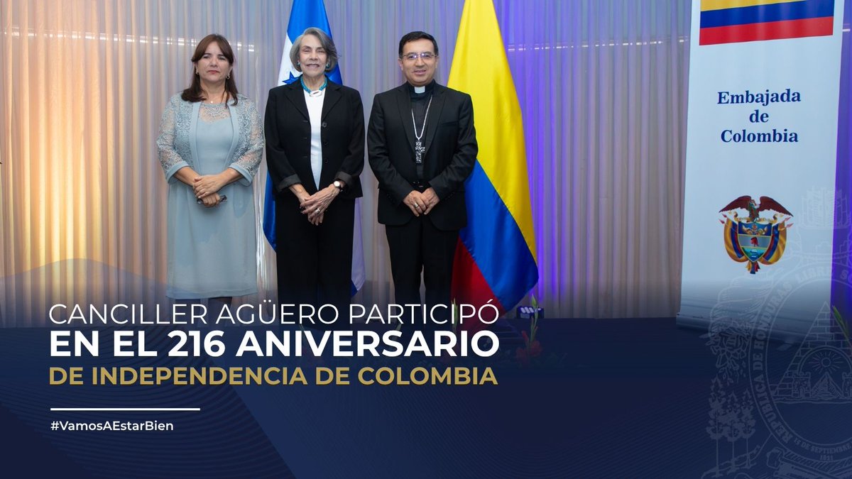 CancilleriaHN's tweet photo. 🇭🇳 🇨🇴 𝗖𝗮𝗻𝗰𝗶𝗹𝗹𝗲𝗿 𝗔𝗴ü𝗲𝗿𝗼 𝗽𝗮𝗿𝘁𝗶𝗰𝗶𝗽ó 𝗲𝗻 𝗲𝗹 𝟮𝟭𝟲 𝗮𝗻𝗶𝘃𝗲𝗿𝘀𝗮𝗿𝗶𝗼 𝗱𝗲 𝗜𝗻𝗱𝗲𝗽𝗲𝗻𝗱𝗲𝗻𝗰𝗶𝗮 𝗱𝗲 𝗖𝗼𝗹𝗼𝗺𝗯𝗶𝗮

En un ambiente de fraternidad e integración regional, se desarrolló la conmemoración del 216.º Aniversario de la Independencia de la República de Colombia, evento que contó con la participación de 𝗹𝗮 𝗦𝗲𝗰𝗿𝗲𝘁𝗮𝗿𝗶𝗮 𝗱𝗲 𝗘𝘀𝘁𝗮𝗱𝗼 𝗲𝗻 𝗹𝗼𝘀 𝗗𝗲𝘀𝗽𝗮𝗰𝗵𝗼𝘀 𝗱𝗲 𝗥𝗲𝗹𝗮𝗰𝗶𝗼𝗻𝗲𝘀 𝗘𝘅𝘁𝗲𝗿𝗶𝗼𝗿𝗲𝘀 𝘆 𝗖𝗼𝗼𝗽𝗲𝗿𝗮𝗰𝗶ó𝗻 𝗜𝗻𝘁𝗲𝗿𝗻𝗮𝗰𝗶𝗼𝗻𝗮𝗹, 𝗠𝗶𝗿𝗲𝘆𝗮 𝗔𝗴ü𝗲𝗿𝗼, 𝘆 𝗹𝗮 𝗘𝗺𝗯𝗮𝗷𝗮𝗱𝗼𝗿𝗮 𝗱𝗲 𝗖𝗼𝗹𝗼𝗺𝗯𝗶𝗮 𝗲𝗻 𝗛𝗼𝗻𝗱𝘂𝗿𝗮𝘀, 𝗗𝗼𝗿𝗮 𝗟𝘂𝗰í𝗮 𝗚𝗼𝗻𝘇á𝗹𝗲𝘇 𝗣𝗶𝗻𝗶𝗹𝗹𝗮.