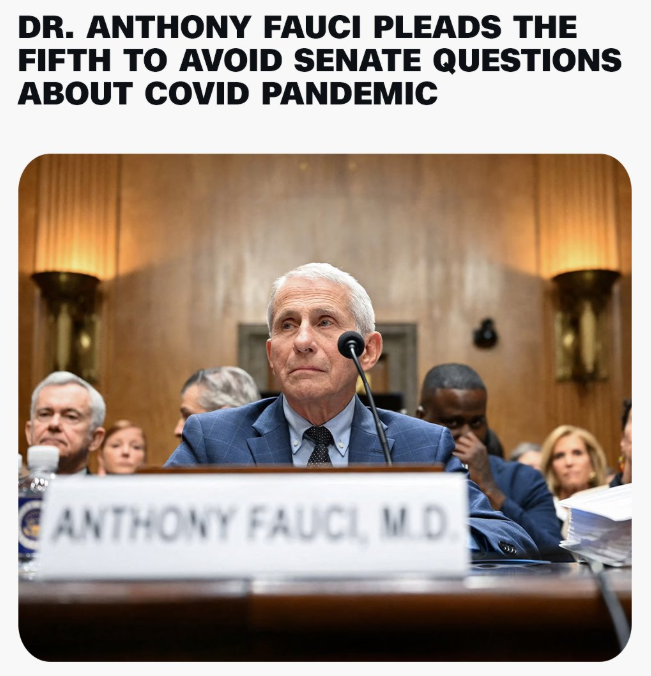 finguys's tweet photo. He didn’t plead the Fifth once; he hid behind it 111 times. The public deserves accountability and Fauci should be behind bars. https://t.co/fxEgmWT1Er