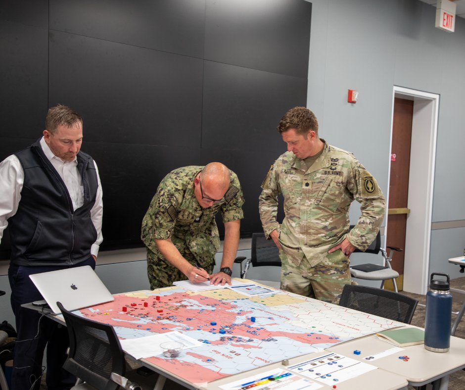 MarineCorpsU's tweet photo. Wargaming Wednesday: This week, Marine Corps War College (MCWAR) kicked off our first wargame of the academic year, bringing together students to tackle complex strategic challenges in a collaborative and dynamic environment.

#WargamingWednesday #USMC #MCU https://t.co/svia6wjwEe