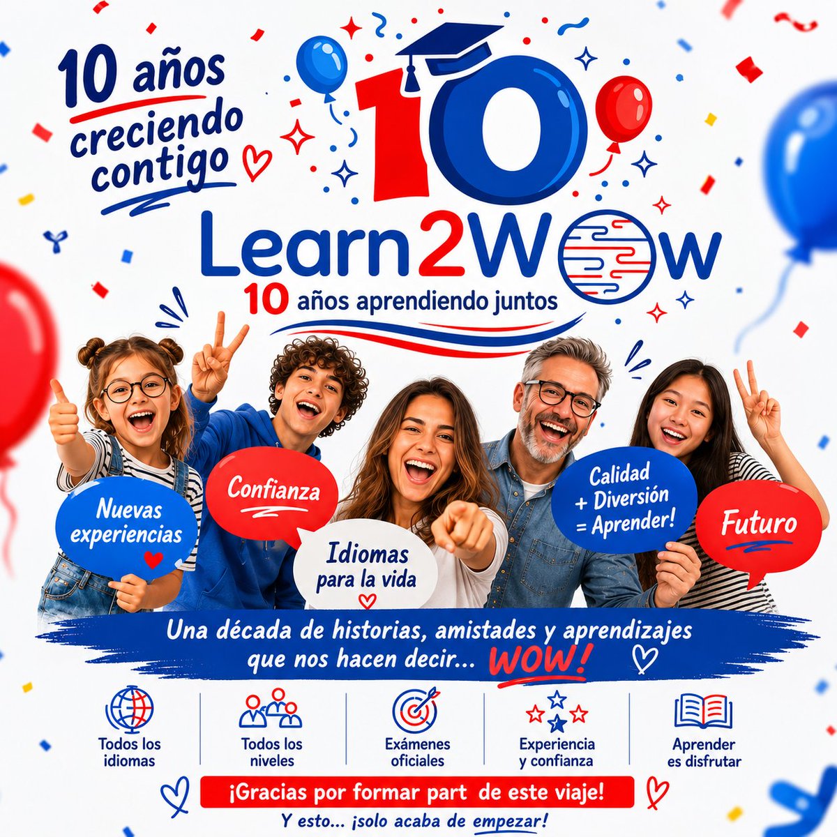 Learn2wowBCN's tweet photo. 🎉 ¡10 AÑOS CRECIENDO CONTIGO! 🎉

Hace diez años, Learn2Wow comenzó un viaje lleno de ilusión, aprendizaje y nuevas experiencias. Desde entonces, miles de alumnos y familias han confiado en nosotros para aprender idiomas, alcanzar sus objetivos y prepararse para el futuro. 🌍📚 https://t.co/vOyWveQqhF