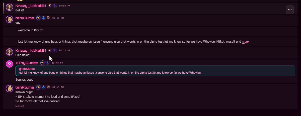 NeonChat's tweet photo. New in NeonChat: profile badges now appear directly in channel chat! ✨
Members can display up to 3 badges beside their name, with the official Partner crest always taking the lead.
Partner. Founder. Subscriber. Tester. Your contributions deserve to be seen. 💜
#NeonChat https://t.co/547FgFnxU7