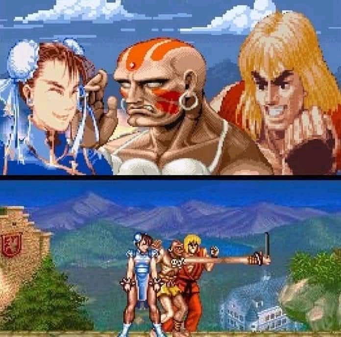 Press_Start9's tweet photo. ¡Street Fighter regalaba momentos como estos, donde la amistad y el humor también se enfrentaban en el ring! 🎮✨ ¿Con quién siempre ibas al arcade a protagonizar estas épicas batallas? 🔥🕹️ #RetroGaming #StreetFighter #PixelNostalgia https://t.co/L5qN3RHW8w