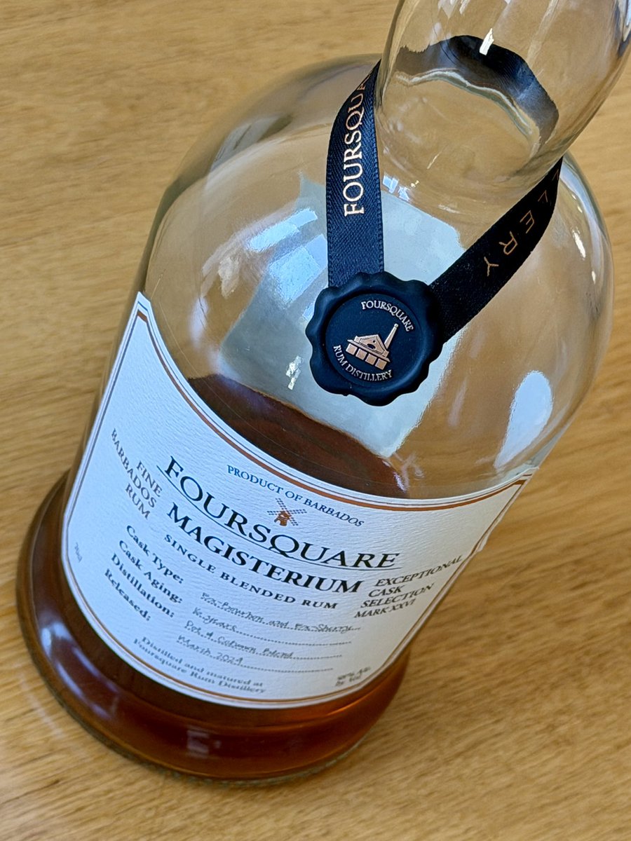 TheWhiskyWire's tweet photo. Kicking off tonight’s sippery with all the majestic majesty of the last few drops of this bottle of Foursquare Magisterium. Thankfully,  I still have a couple of bottles tucked away. #Foursquare #Barbados #Rum #LoveRum #RumLove https://t.co/dTT3ZX1Bp1